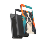 Boston Terrier Pop-Art Portrait Tough Phone Case - Teal Orange