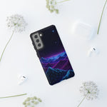 Retro Neon Mountains Phone Case | Vaporwave Galaxy Landscape