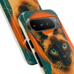 Siamese Cat Retro Halftone Portrait Case - Orange Teal Print