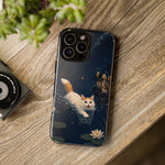 Turkish Van Swimming Cat Tough Case | Whimsical Night Pond, Lily Pads, Ducks
