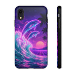 Neon Dolphin Ocean Vaporwave Art Tough Phone Case