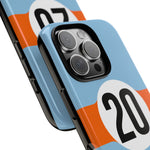 Copy of Blue Orange Number 20 Retro Racing Stripe Tough Phone Case Cover