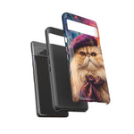 Persian Cat Beret Portrait Tough Phone Case - Painterly