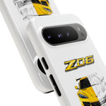 Z06 Corvette Phone Case, Yellow Sketch Reveal Chrome Cover