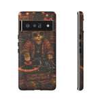DJ Cat Phone Case, Glowing Turntables Folk Art Cover