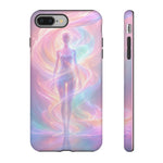 Pastel Aura Phone Case, Swirling Silhouette 3D Cover, Gift