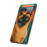 Siamese Cat Retro Halftone Portrait Case - Orange Teal Print