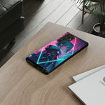 Anime Girl Phone Case Teal, Neon Kanji Calm Gradient Tough Cover