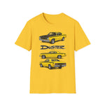 Yellow 1973 Duster Classic Car T-Shirt | Vintage Muscle Car Illustration