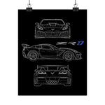 2019 ZR1 Poster Wall Art Print C7 Supercar Blueprint Garage Decor Gift