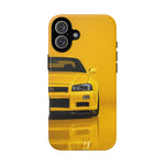 Yellow Skyline Phone Case, R34 GTR 90s JDM Legend Tough Cover for Men Gift
