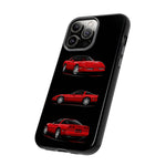 C4 Corvette Art Phone Case Red, Three-View Vector Cover, Gift