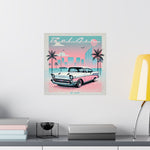 1957 Chevy Bel Air Poster Miami Retro Vaporwave Classic Car Sunset Wall Art