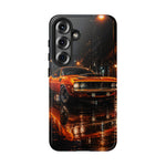 Orange Cuda Phone Case, Rainy City Night Muscle Car Tough Cover