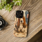 Guilty Basset Hound Phone Case, Muddy Watercolor Art Cover