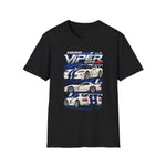 1998 Viper GTS-R Racing T-Shirt — White Striped Sports Car Graphic Tee