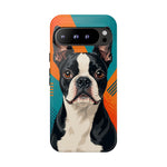 Boston Terrier Pop-Art Portrait Tough Phone Case - Teal Orange