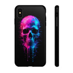 Neon Glitch Skull Phone Case, Dripping Paint Scanline Cover