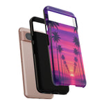 Retrowave Aesthetic Sunset Palm Trees phone case