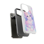 Pastel Cat Phone Case, Headphones Glitch Color Block Cover