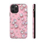 Pink Rhinestone Diamond Pattern Phone Case | Sparkle Gem Print