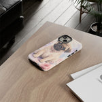 Pug Puppy Phone Case, Pastel Watercolor Heart Collar Cover