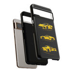 C8 Phone Case Yellow, Three-View Vector Cover, Gift for Vette Drivers
