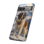 Saint Bernard Dog Phone Case | Mountain Snow Scene, Protective Tough Case