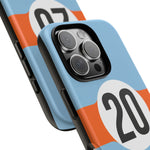 Copy of Blue Orange Number 20 Retro Racing Stripe Tough Phone Case Cover