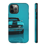 Muscle Car Phone Case Teal 69 Camaro SS, Retro Classic Cover, Guys Gift