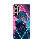Anime Girl Phone Case Teal, Neon Kanji Calm Gradient Tough Cover