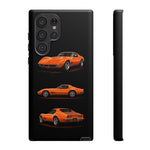 C3 Corvette Art Phone Case Orange, Three-View Vector Cover, Gift