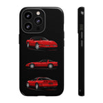C4 Corvette Art Phone Case Red, Three-View Vector Cover, Gift