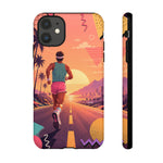 Retro Runner Sunset phone case | 80s Vaporwave jogging design