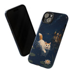 Turkish Van Swimming Cat Tough Case | Whimsical Night Pond, Lily Pads, Ducks