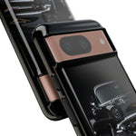 Black 1957 Chevy Bel Air Chrome Front Tough Phone Case for Classic Car Fans