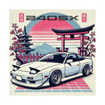 240SX Poster JDM Drift Car Japanese Rising Sun Cherry Blossom Wall Art