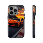 Orange C8 Z06 Flat Plane V8 Speed Art Tough Phone Case