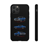 1970 Chevelle SS Phone Case Blue, Three-View Vector Tough Cover