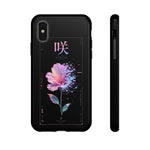 Glitch Bloom Flower Art Tough Phone Case - Pastel on Black