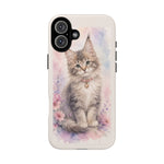 Maine Coon Watercolor Heart Phone Case Watercolor Kitten Art Gift