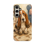 Guilty Basset Hound Phone Case, Muddy Watercolor Art Cover