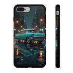 Vintage Teal 1957 Bel Air Classic Car Tough Case | Retro Rainy City Phone Cover