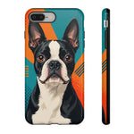 Boston Terrier Pop-Art Portrait Tough Phone Case - Teal Orange