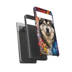 Alaskan Malamute Portrait Tough Phone Case - Vivid Paint Splatter