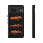 C3 Corvette Art Phone Case Orange, Three-View Vector Cover, Gift