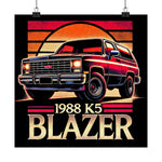 1988 Chevy K5 Blazer Poster Vintage Squarebody SUV Retro Sunset Wall Art