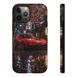 Red FD RX-7 Blossom Alley Tough Phone Case - Rain-Slicked Night