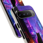 Lo-Fi Cat Neon Rain Window Vaporwave Art Tough Phone Case