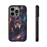 Cosmic Wolf Phone Case, Galaxy Nebula Portrait Tough Cover, Gift